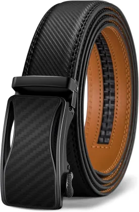 BULLIANT Mens Ratchet Belt,Leather Adjustable Slide Belt For Gift Mens Dress Casual 1 3/8",Size Adjustable