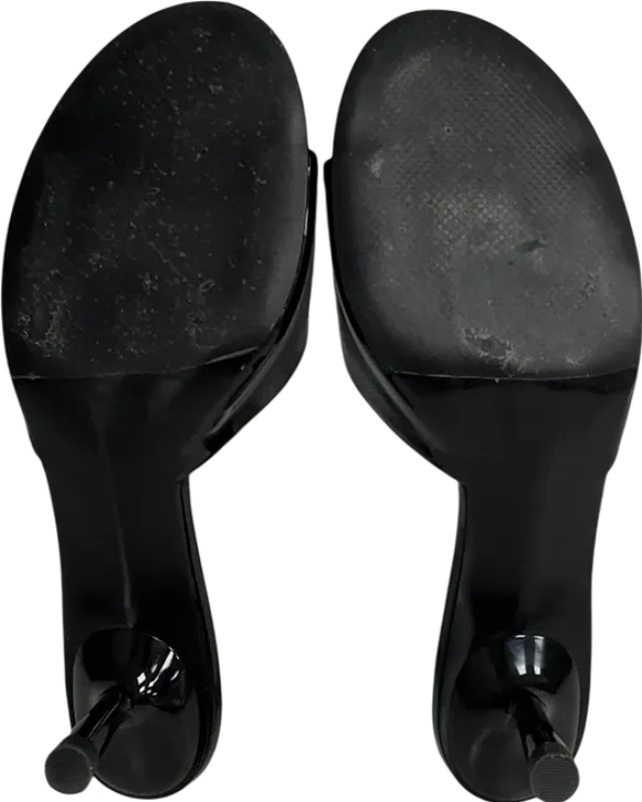 Charles & Keith Patent Slant Heel Mules - Black Patent UK 5 EU 38 👠