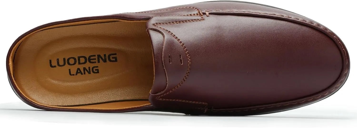 Men??s Slip-On Loafers Handmade Leather Slippers Breathable Comfortable Soft Hand Stitched no-heel Casual Shoes For Men