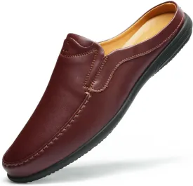 Men??s Slip-On Loafers Handmade Leather Slippers Breathable Comfortable Soft Hand Stitched no-heel Casual Shoes For Men