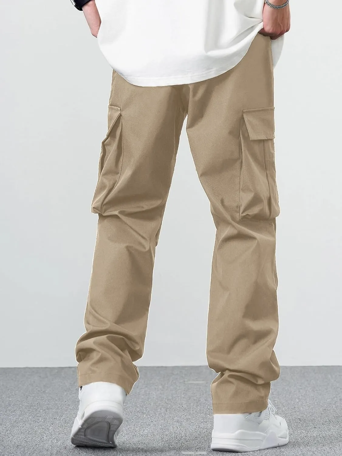 PLEPAN Men's Casual Cargo Pants Drawstring Hiking Pants Workout Tactical Joggers Sweatpants for Men