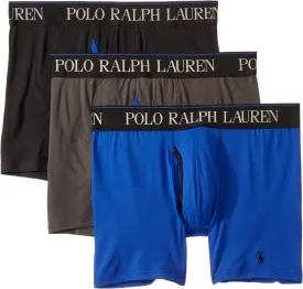 POLO RALPH LAUREN Men's 4D Flex Cooling Microfiber Boxer Briefs & Long Leg Boxer Briefs, 3 Pack