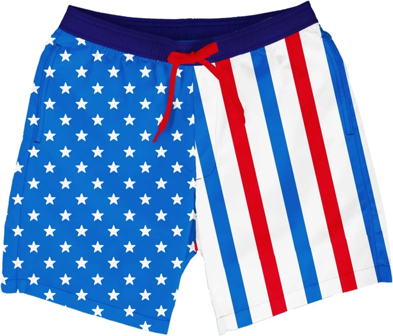 Tipsy Elves Men's USA Swimming Trunks 7'' Inseam 4 Way Stretch Fabric w/Mesh Liner Swim Trunks for Men Bathing Suit