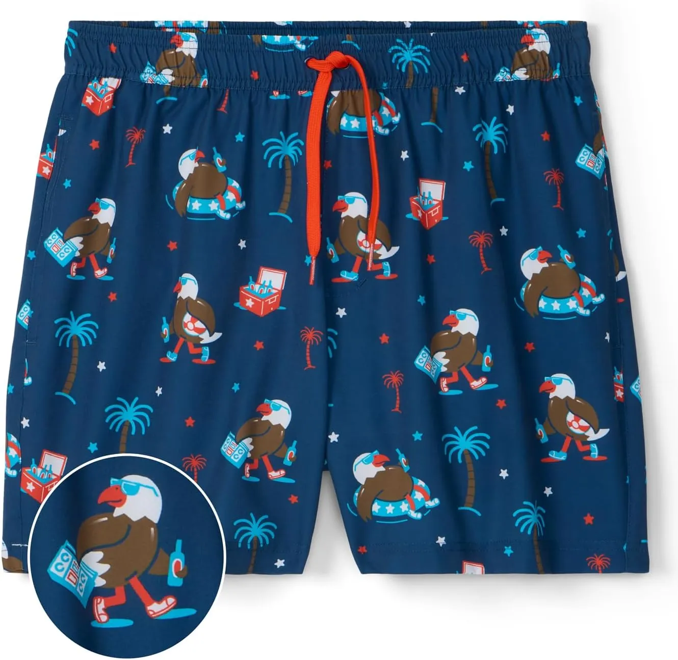Tipsy Elves Men's USA Swimming Trunks 7'' Inseam 4 Way Stretch Fabric w/Mesh Liner Swim Trunks for Men Bathing Suit