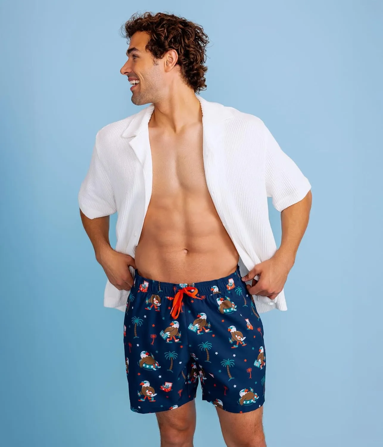 Tipsy Elves Men's USA Swimming Trunks 7'' Inseam 4 Way Stretch Fabric w/Mesh Liner Swim Trunks for Men Bathing Suit