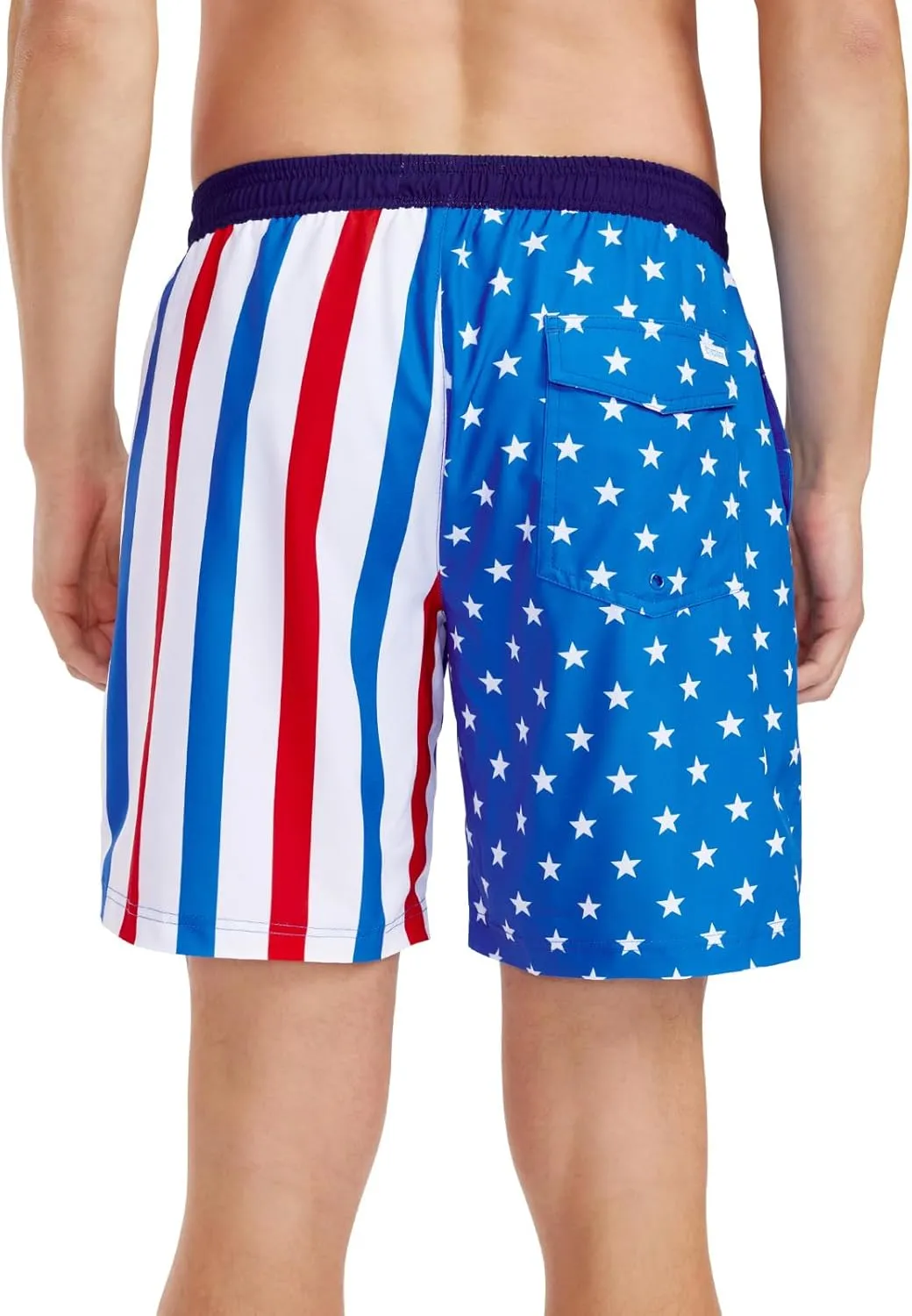 Tipsy Elves Men's USA Swimming Trunks 7'' Inseam 4 Way Stretch Fabric w/Mesh Liner Swim Trunks for Men Bathing Suit
