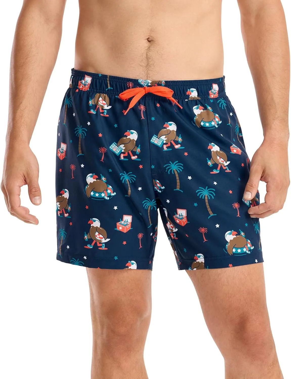 Tipsy Elves Men's USA Swimming Trunks 7'' Inseam 4 Way Stretch Fabric w/Mesh Liner Swim Trunks for Men Bathing Suit